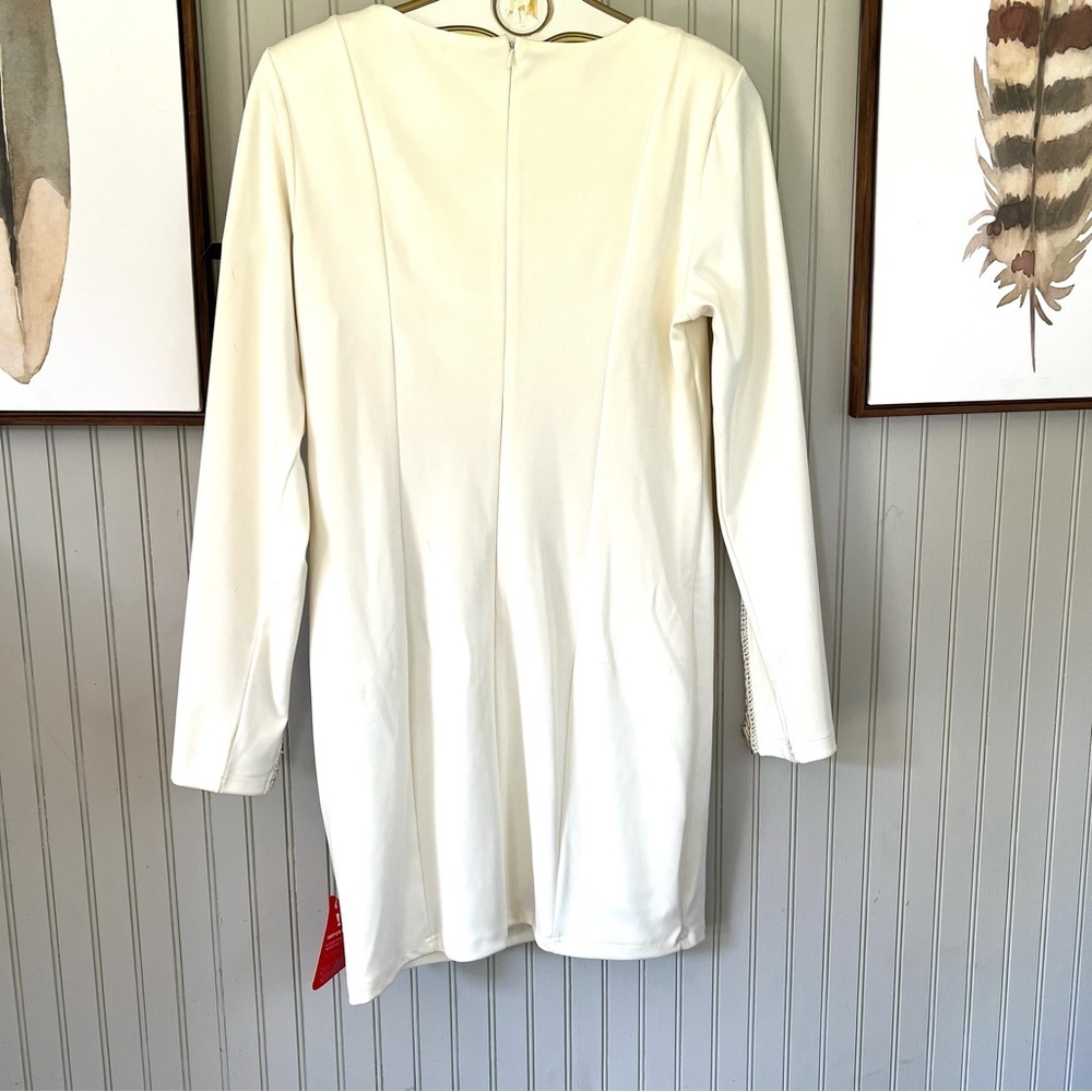Forever Unique NWT Cream Beaded Sleeve Short Sheath Cocktail Dress - Picture 7 of 10